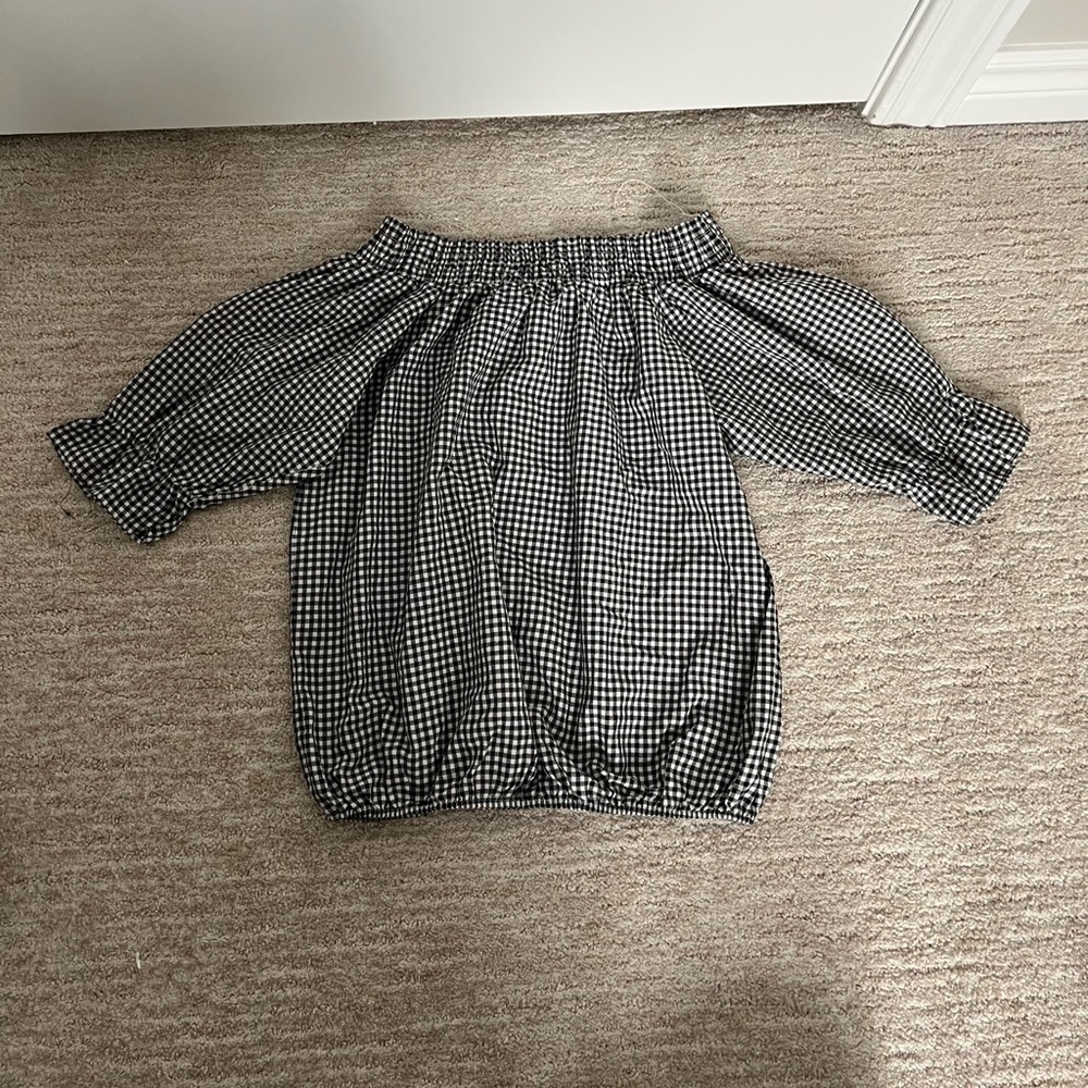 Puff Sleeve Gingham off the shoulder top